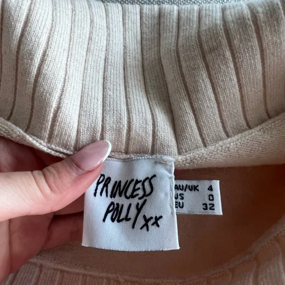 Off-Shoulder Ribbed Sweater Dress - Cream - Picture 3 of 3